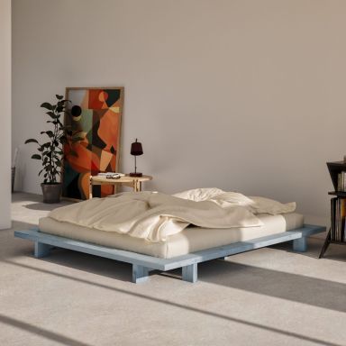 Lit futon JAPAN en pin massif bleu 140x200 