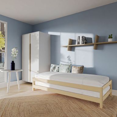 2 Lits empilables en bois massif naturel 