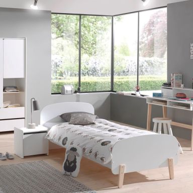 Lit enfant 90x200 blanc laqué avec sommier