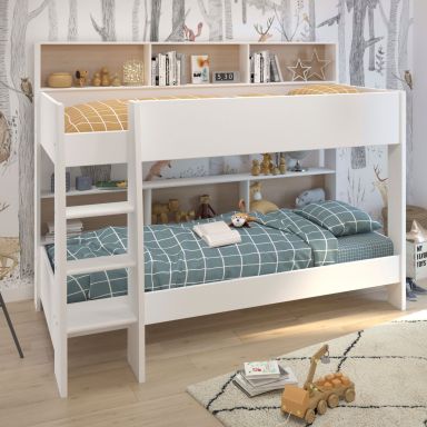 Lit superposé avec rangements blanc