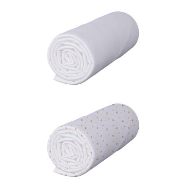 Lot de 2 draps housses bébé coton jersey blanc/Renard 60x120 cm