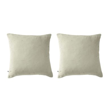 Lot de 2 taies d'oreillers à pois brodés double gaze de coton vert d'eau 60x60