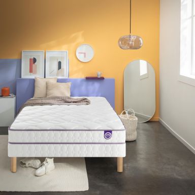 Ensemble Merinos matelas 100% latex Happy Lit, sommier Twist et pieds