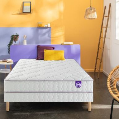 Ensemble Merinos matelas ressorts ensachés Morning Routine, sommier Twist et pieds