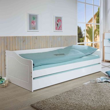Lit gigogne en bois massif blanc 90x200 - LT12005