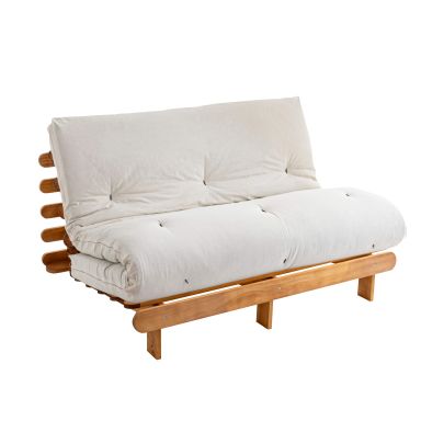 Ensemble matelas futon en coton et structure en bois massif naturel