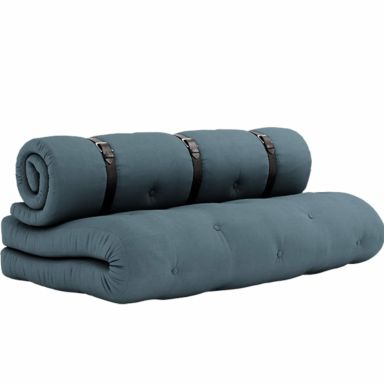 Matelas futon 140x200 et fauteuil 2 en 1 BUCKLE-UP bleu pétrole