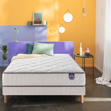 Ensemble Merinos matelas ressorts et mémoire de forme Cheer Bed, sommier Twist et pieds