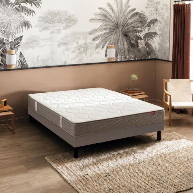Ensemble Epeda matelas ressorts ensachés Itinéraire, sommier Nature confort ferme et pieds