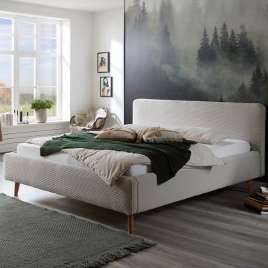 Lit capitonné en velours avec tête de lit lisse - LT8002