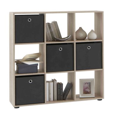 Bibliothèque 9 cases en bois imitation chêne - BI13011