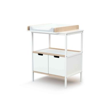 Meuble à langer en bois blanc et hêtre 50x70