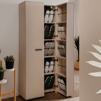 Meuble à chaussures avec 2 portes pour 35 paires beige