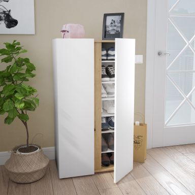 Meuble à chaussures avec 2 portes et 6 étagères réglable