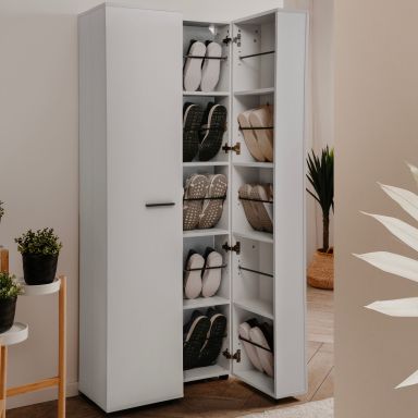 Meuble à chaussures avec 2 portes pour 35 paires blanc