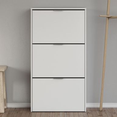 Meuble à chaussures 3 portes, capacité 18 paires - blanc