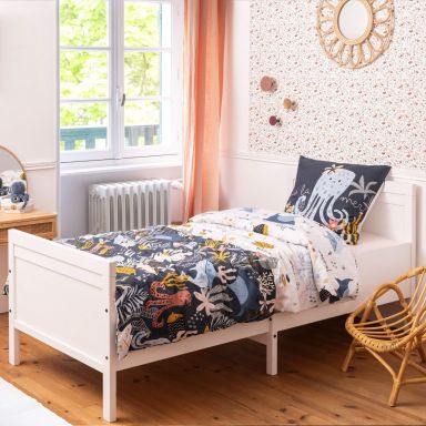 Parure de lit (Housse de couette + 1 Taie d'oreiller) coton imprimé marin 140x200 cm bleu