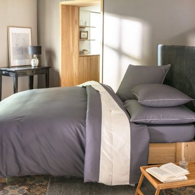 Parure de lit percale Sydney gris 260x240 cm
