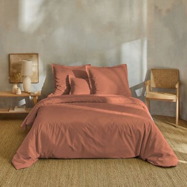 Parure de lit percale unie 140x200 Terracotta