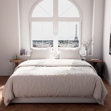 Parure de lit motif tufté 240x220 Blanc