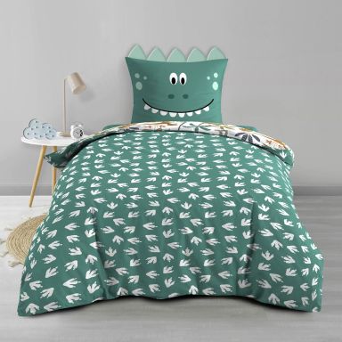 Parure de lit enfant coton dinosaures 140x200 cm Douceur d'Intérieur Dina ambiance