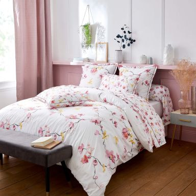 Parure de lit percale Elisa rose 140x200 cm - Tradilinge