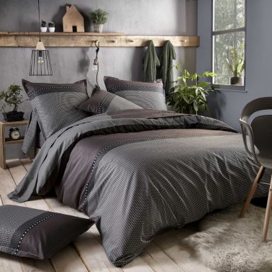 Parure de lit satin de coton Enzo Noir 140x200 cm - Tradilinge