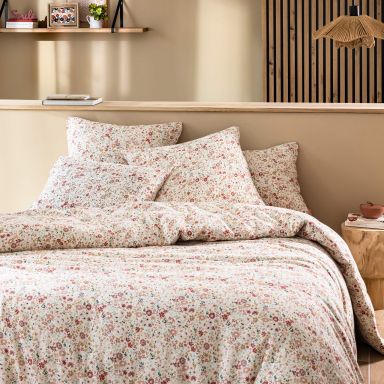 Parure de lit gaze de coton floral Terre de Nuit ambiance