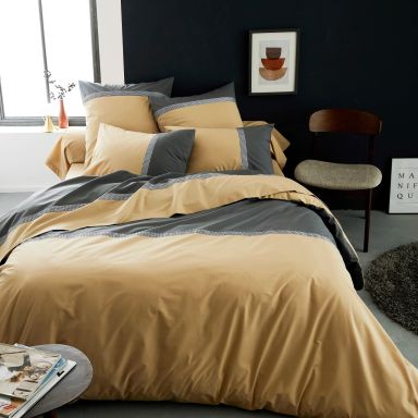 Parure de lit percale Macassar moka 140x200 cm - Tradilinge