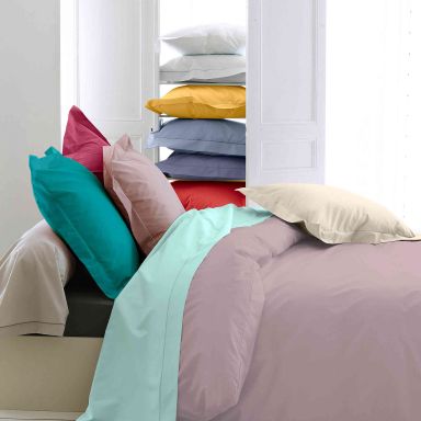 Housse de couette percale rose 140x200 cm - Tradilinge