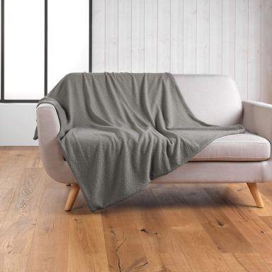 Plaid bouclette unie Wooly Gris 125x150