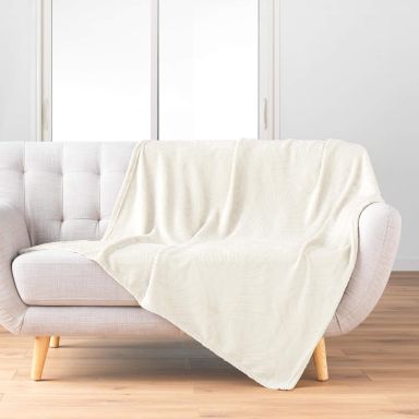 Plaid flanelle relief unie Nelia Naturel