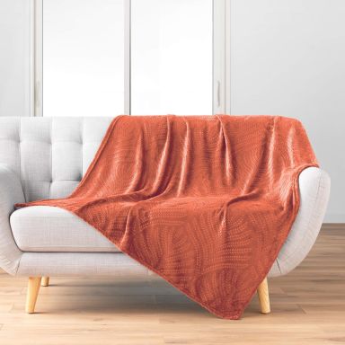 Plaid flanelle relief unie Nelia Terracotta