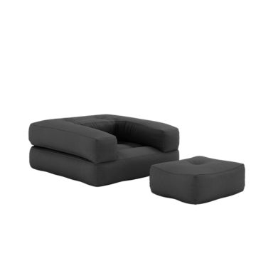 Matelas futon et pouf 2 en 1 CUBE anthracite 90x190