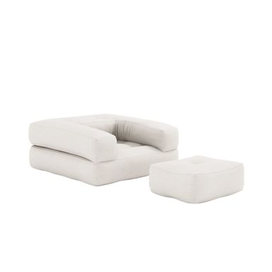 Matelas futon et pouf 2 en 1 CUBE écru 90x190