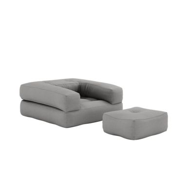 Matelas futon et pouf 2 en 1 CUBE gris 90x190