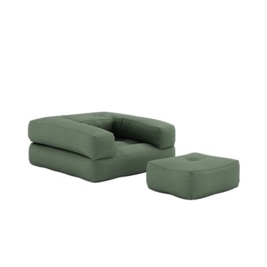Matelas futon et pouf 2 en 1 CUBE vert 90x190