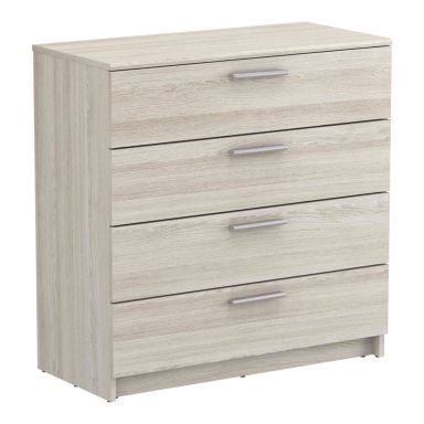 Commode 4 tiroirs en bois imitation chêne shannon - CO180 fond blanc