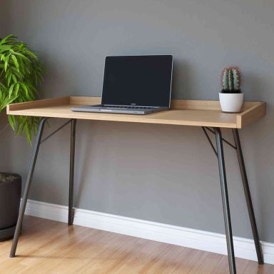 Bureau en bois naturel avec pieds en métal - BU013