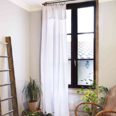 Rideau gaze de coton ajustable 140x300 cm blanc 