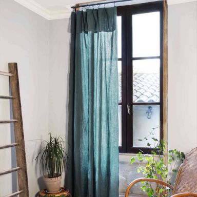 Rideau gaze de coton ajustable 140x300 cm bleu canard