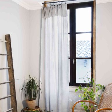 Rideau gaze de coton ajustable 140x300 cm gris