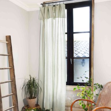 Lot de 2 rideaux gaze de coton ajustables 140x300 cm vert