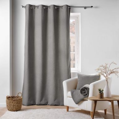 Rideau à oeillets en bouclette unie Wooly 140x240 cm Gris