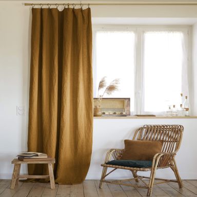 Rideau à pinces ajustable lin 140x270 cm marron