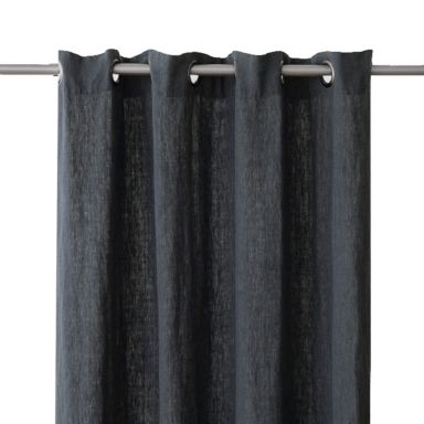 Rideau à œillets en lin anthracite 140x250