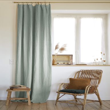 Rideau à pinces ajustable lin 140x270 cm vert