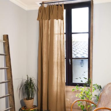 Lot de 2 rideaux gaze de coton ajustables 140x300 cm marron
