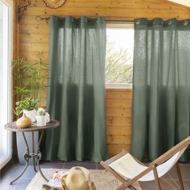 Lot de 2 rideaux tamisants à œillets 140x260 kaki