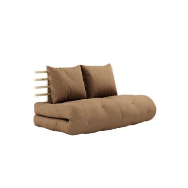 Pack futon et tête de lit bois massif naturel 140x200 marron